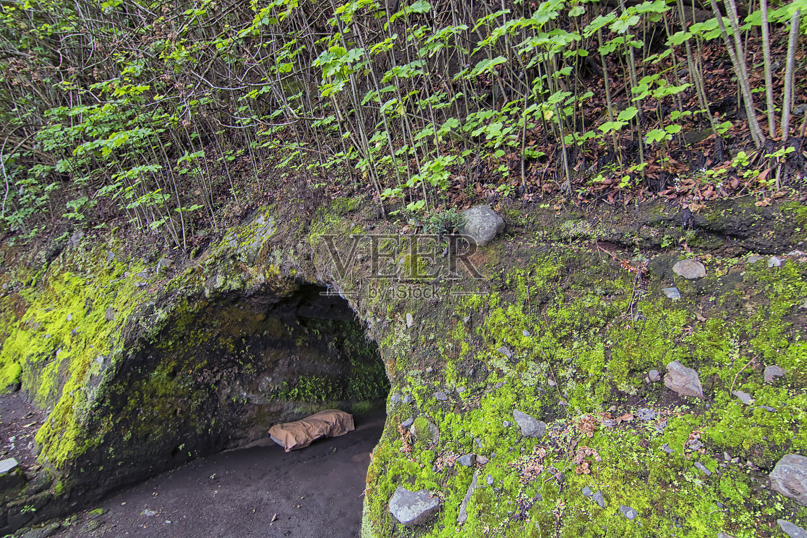 拍摄于巴图尔山附近公路旁的一个洞穴照片摄影图片