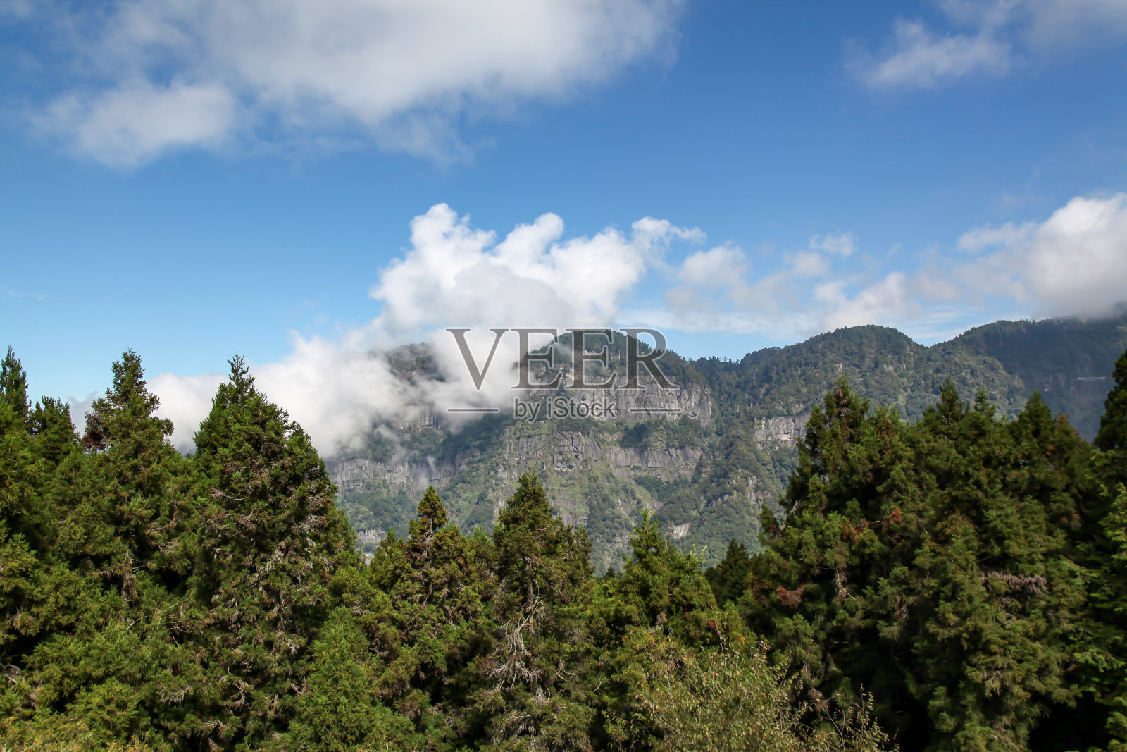 多云的山在阿里山公园在台湾照片摄影图片