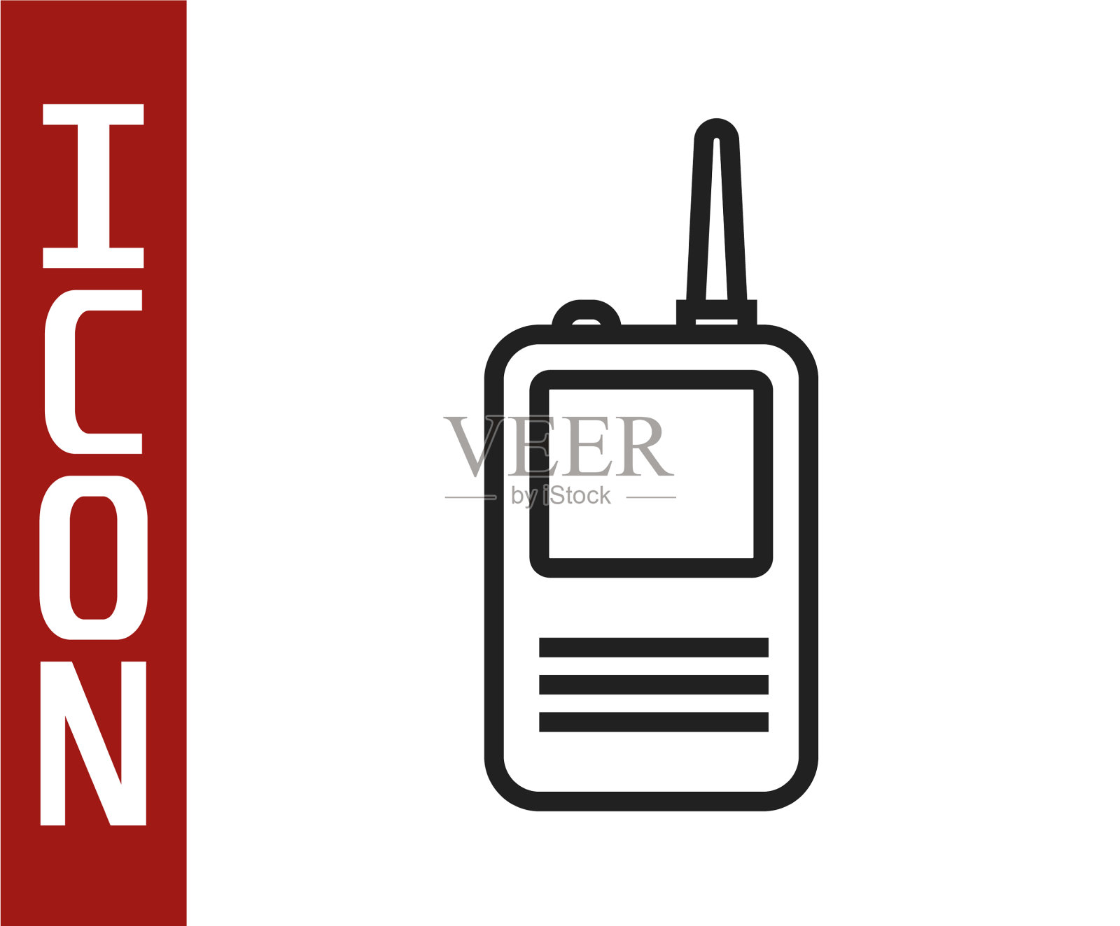 黑线对讲机图标隔离在白色插画图片素材