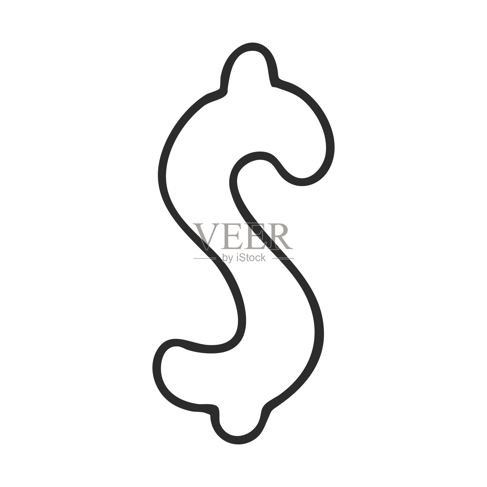 美元符号在涂鸦风格。国际货币。手绘和孤立的白色背景。黑白矢量插图。插画图片素材