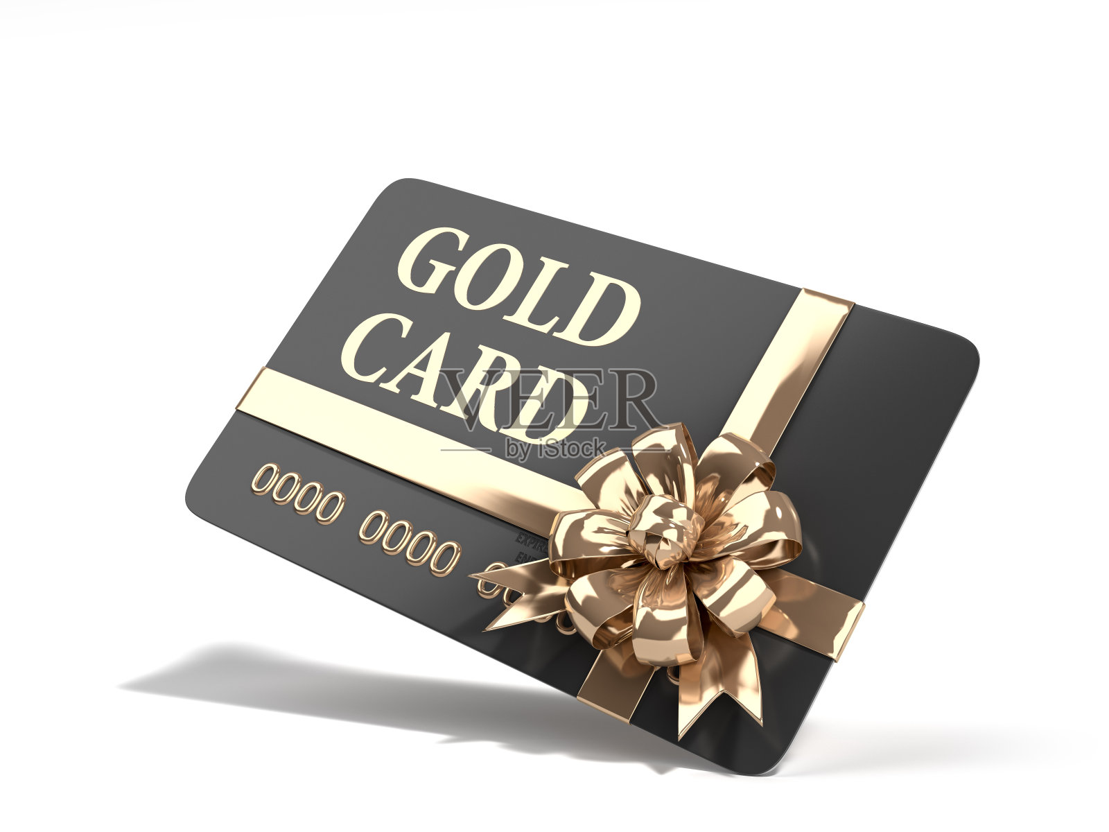 VIP金卡与黄金弓3d渲染在一个白色的背景照片摄影图片