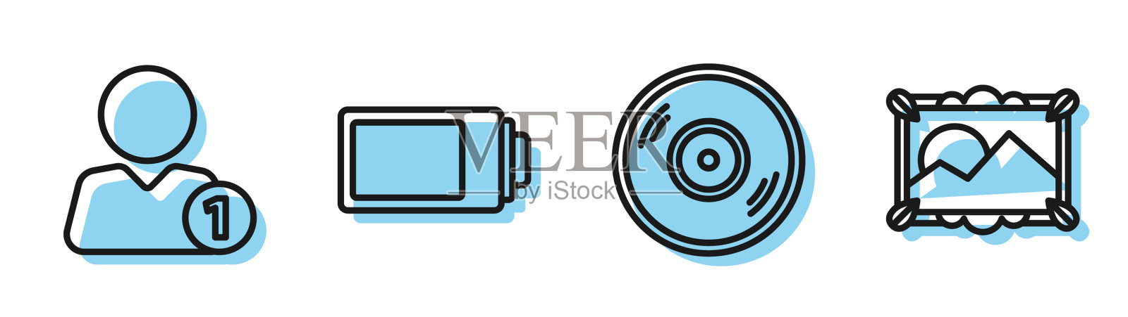 设置线乙烯基磁盘添加到朋友电池充电插画图片素材
