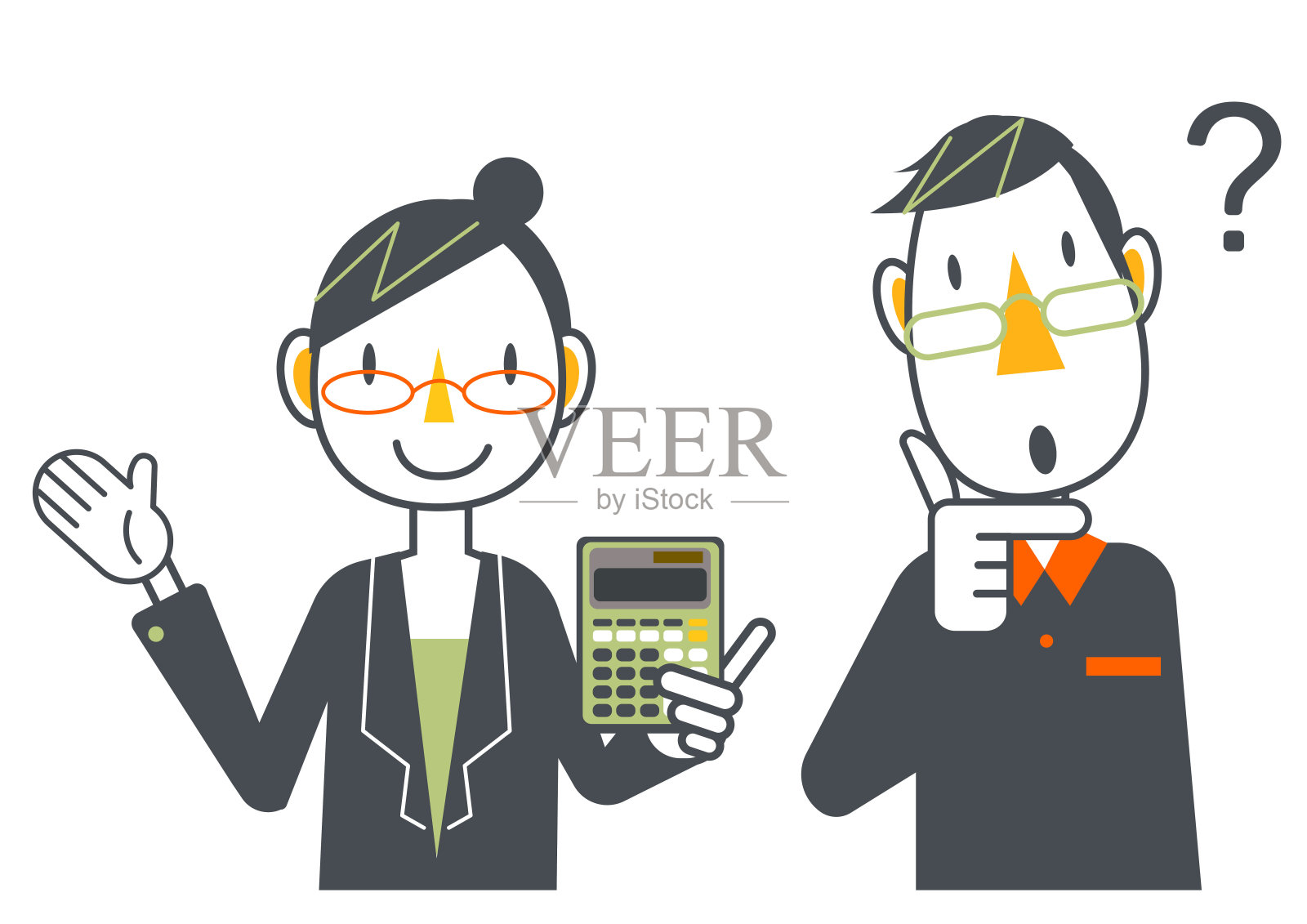 员工和客户图标设置,问答,财务策划师插画图片素材