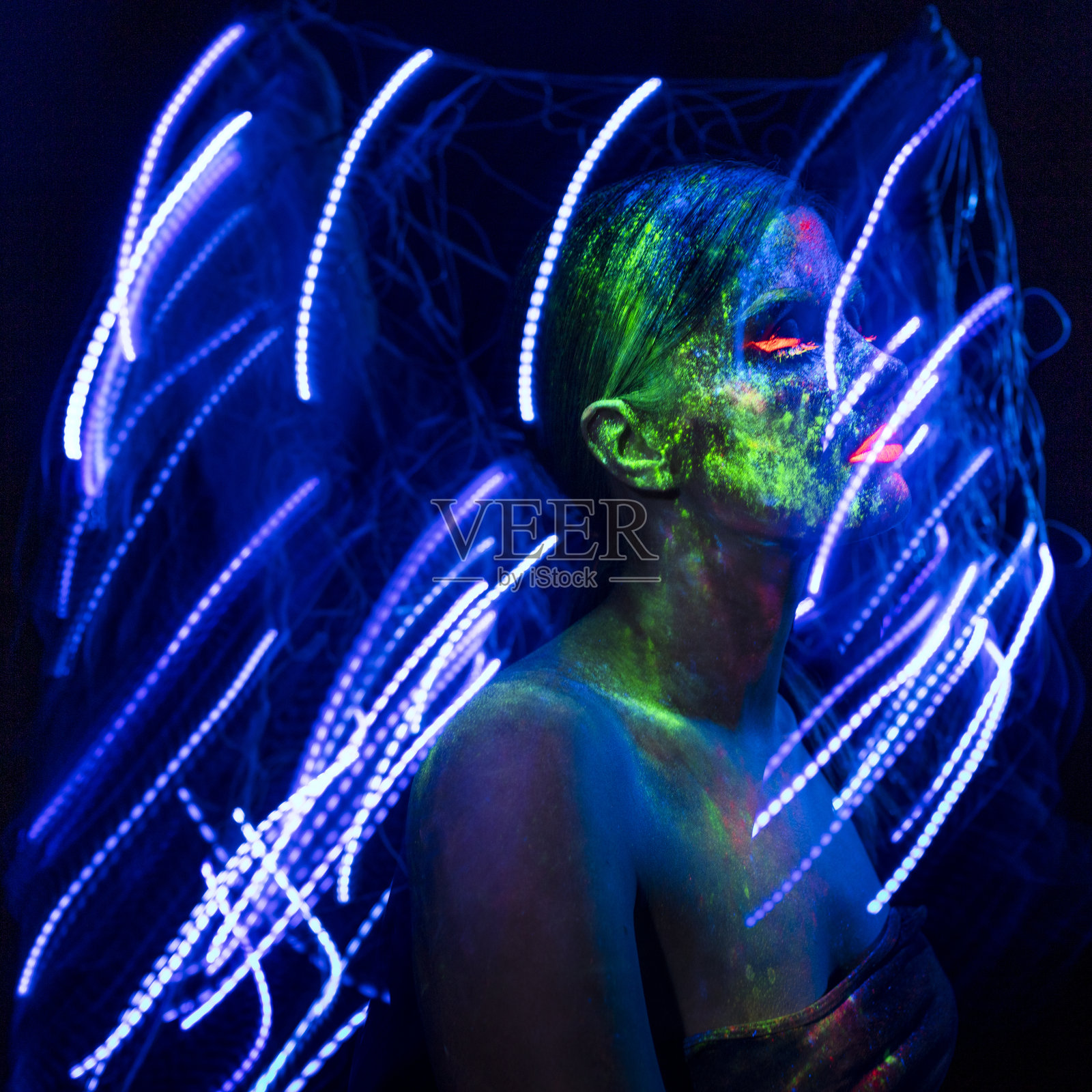 紫外线紫外线女性肖像照片摄影图片