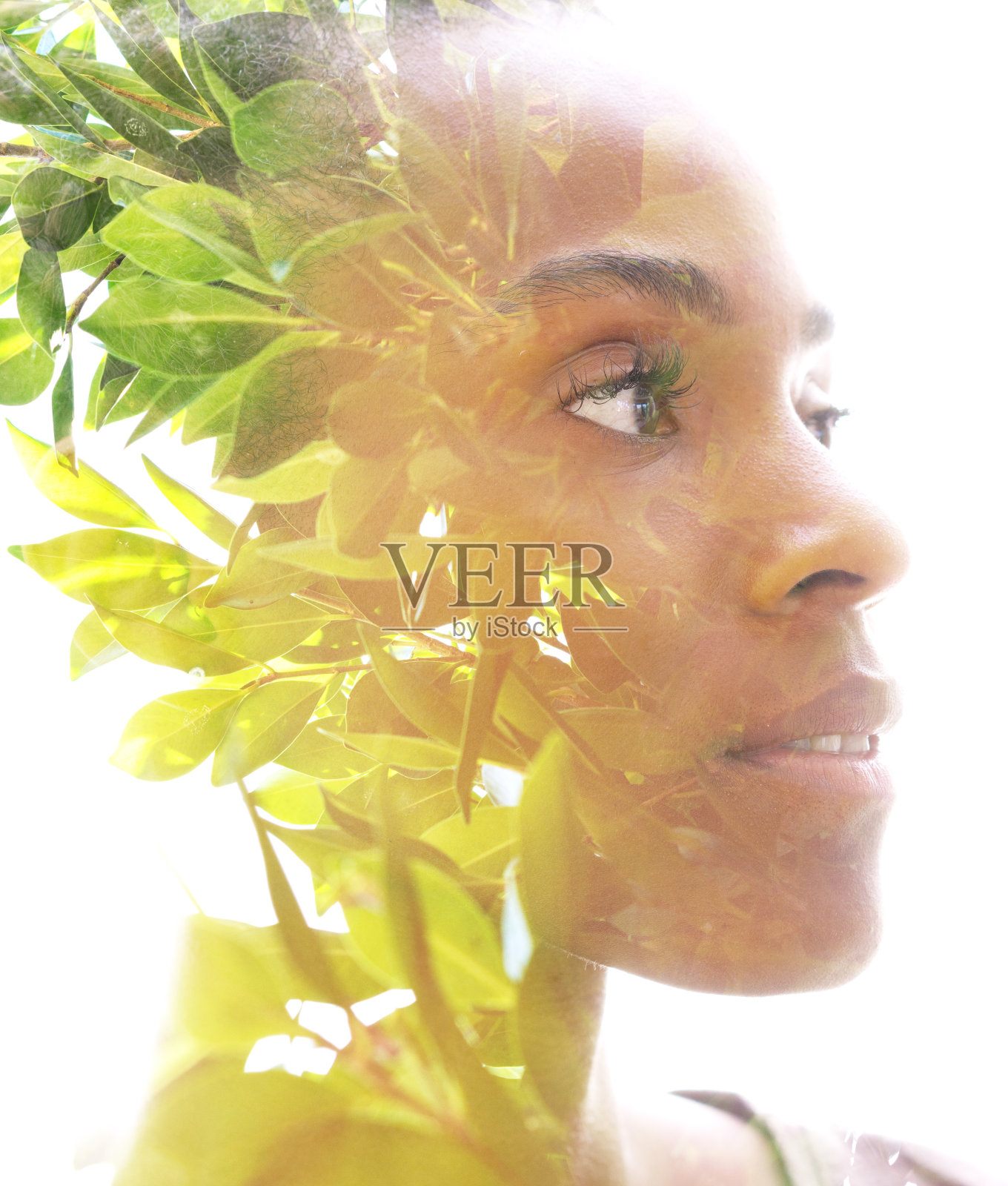 超现实创意双曝光人像照片摄影图片