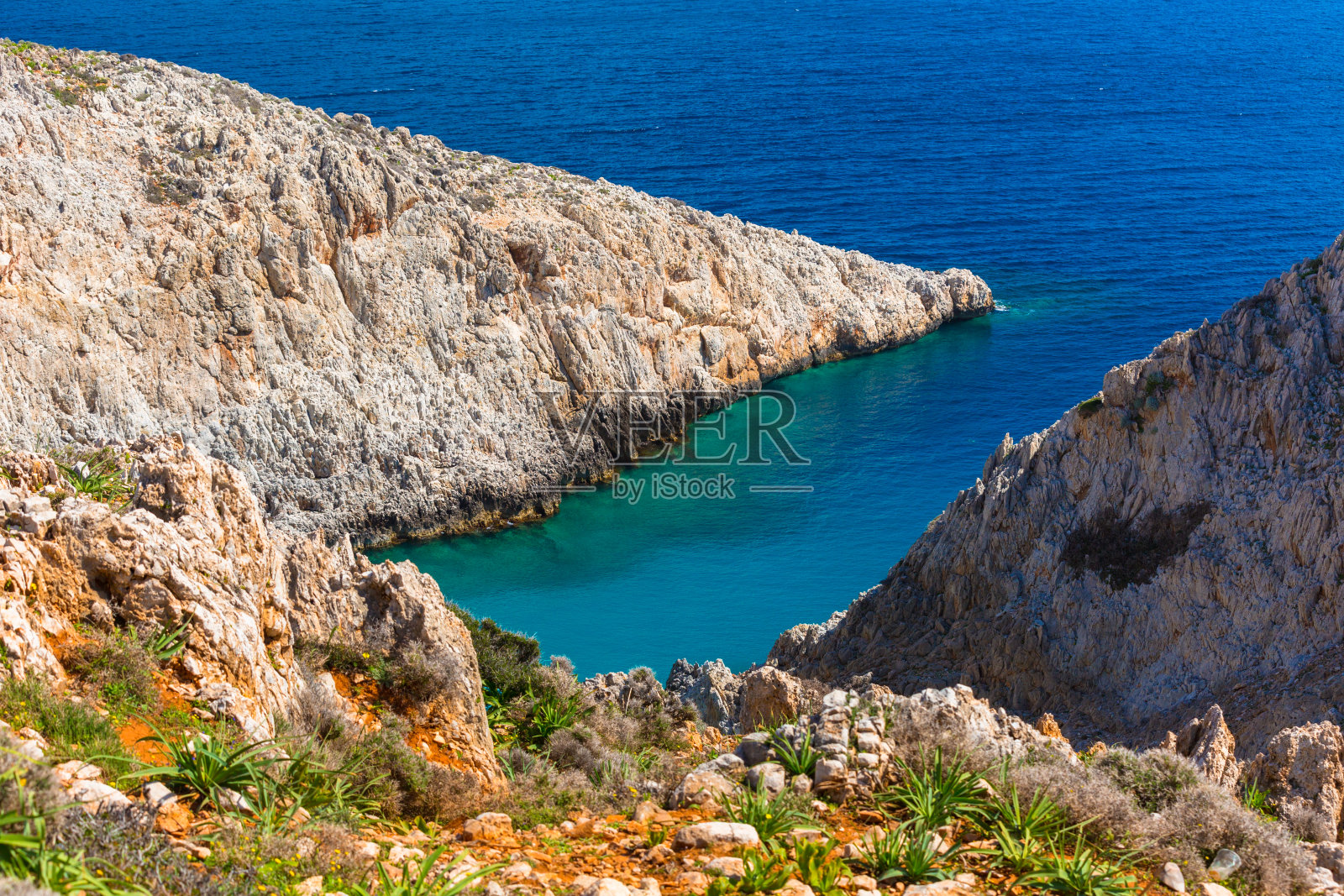克里特岛美丽的塞坦利马尼亚海滩照片摄影图片