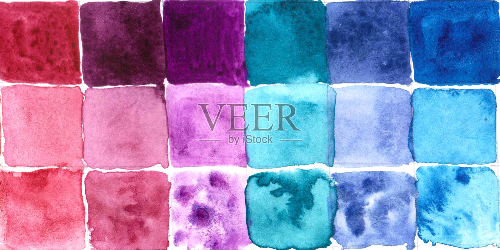 水彩背景调色板与多色的方块照片摄影图片