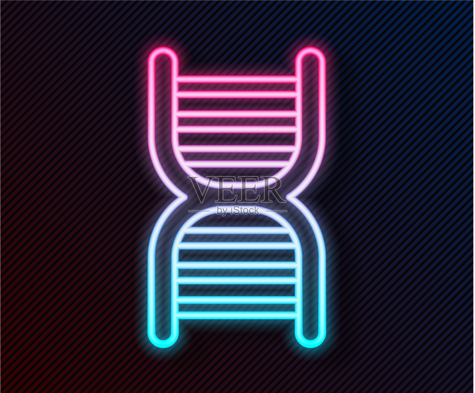 发光的霓虹线DNA符号图标孤立插画图片素材