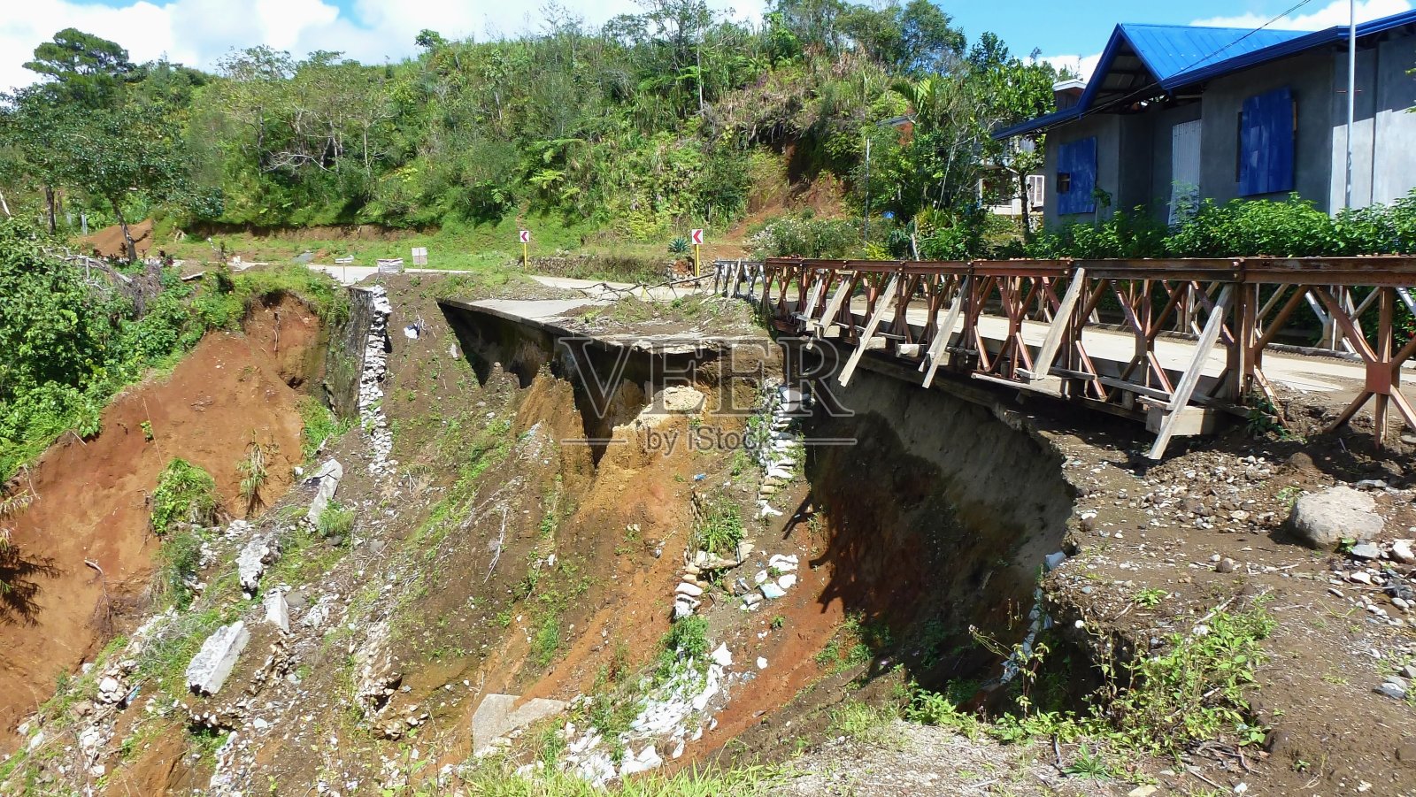 滑坡,道路受损,菲律宾照片摄影图片