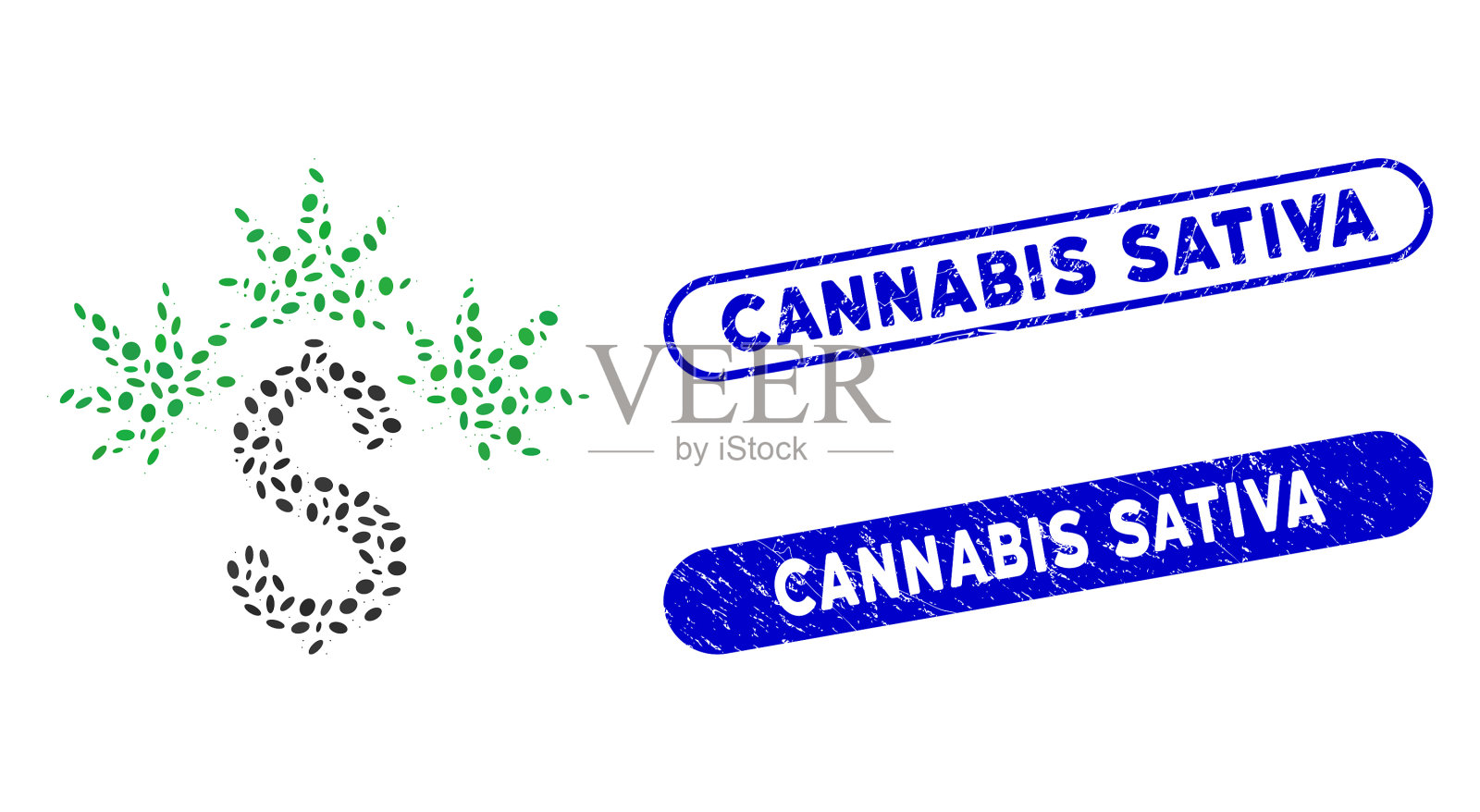 椭圆拼贴大麻业务与纹理插画图片素材