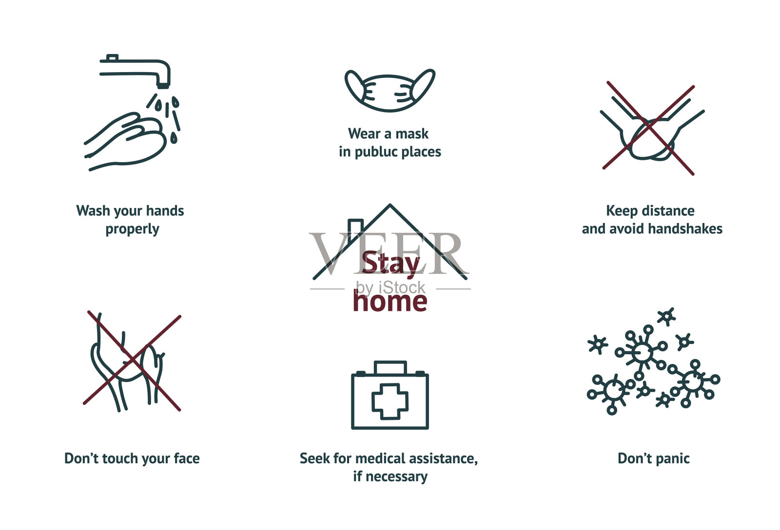 大流行期间的安全规定。白色背景上的图标。矢量图插画图片素材