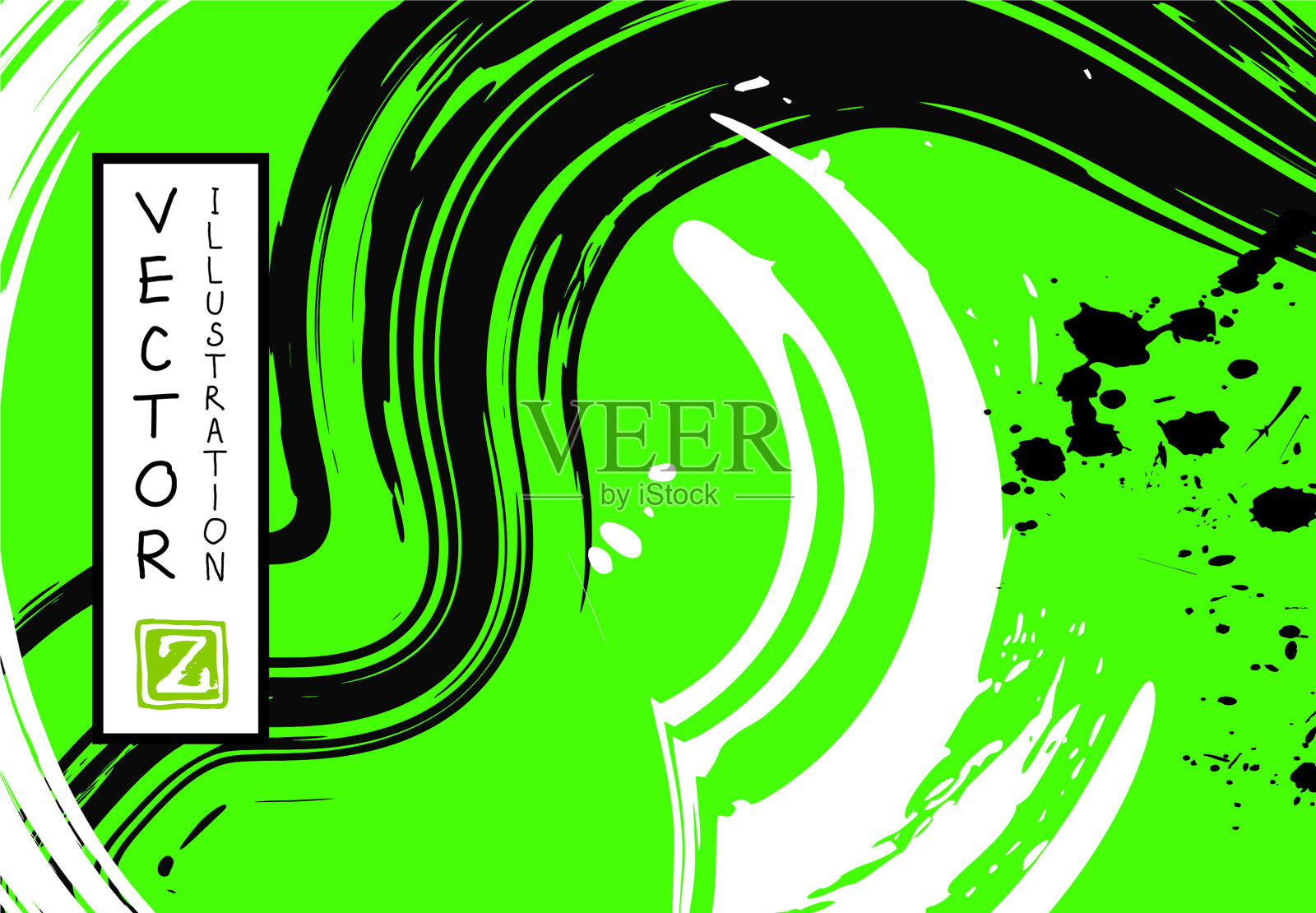 黑色的墨水笔触在白色的背景插画图片素材