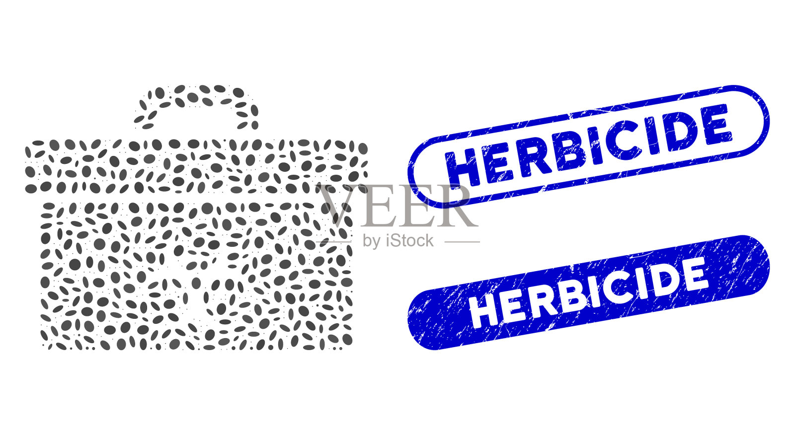 椭圆拼贴生物危害工具箱与垃圾插画图片素材