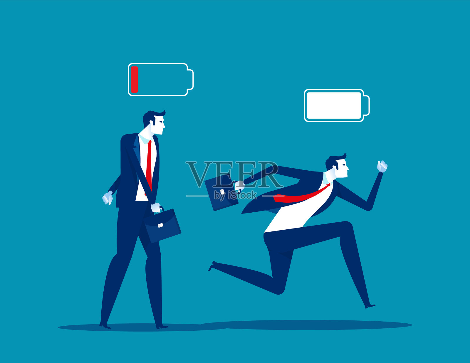 商务人士精力充沛,疲惫不堪插画图片素材