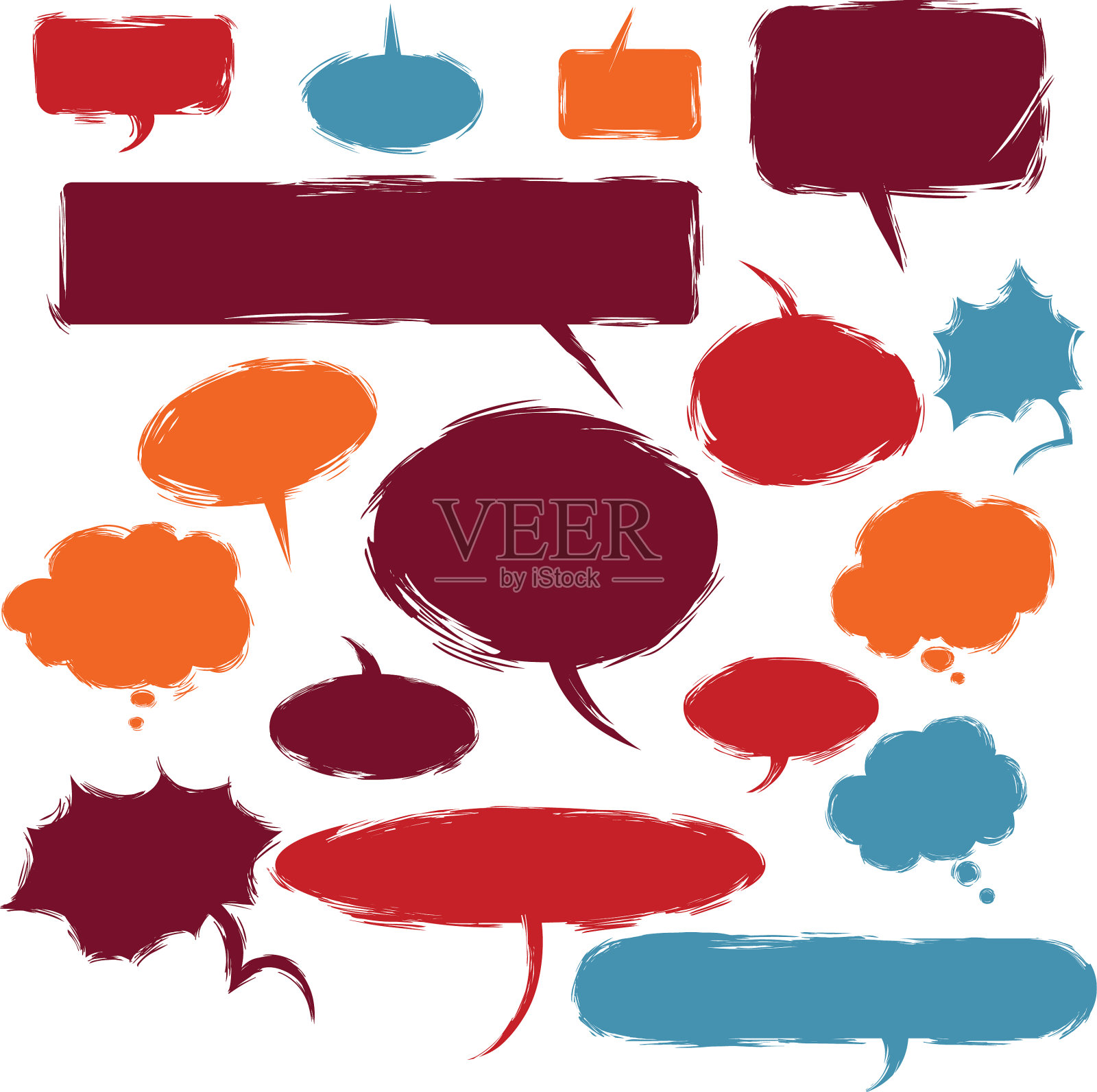 设定垃圾漫画泡泡说话和思考图标素材