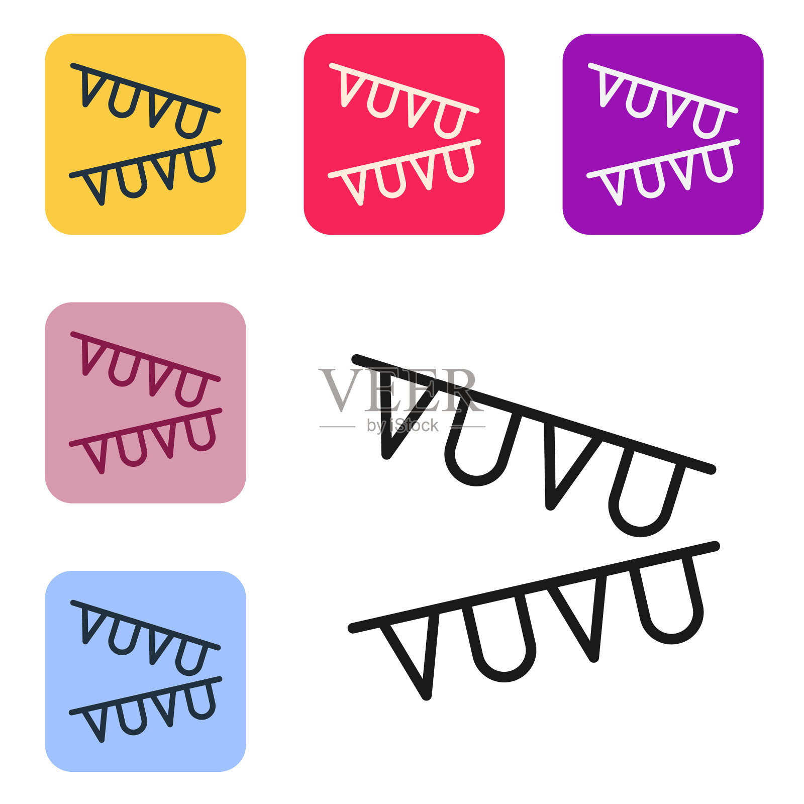 黑线狂欢节花环与旗帜图标图标素材