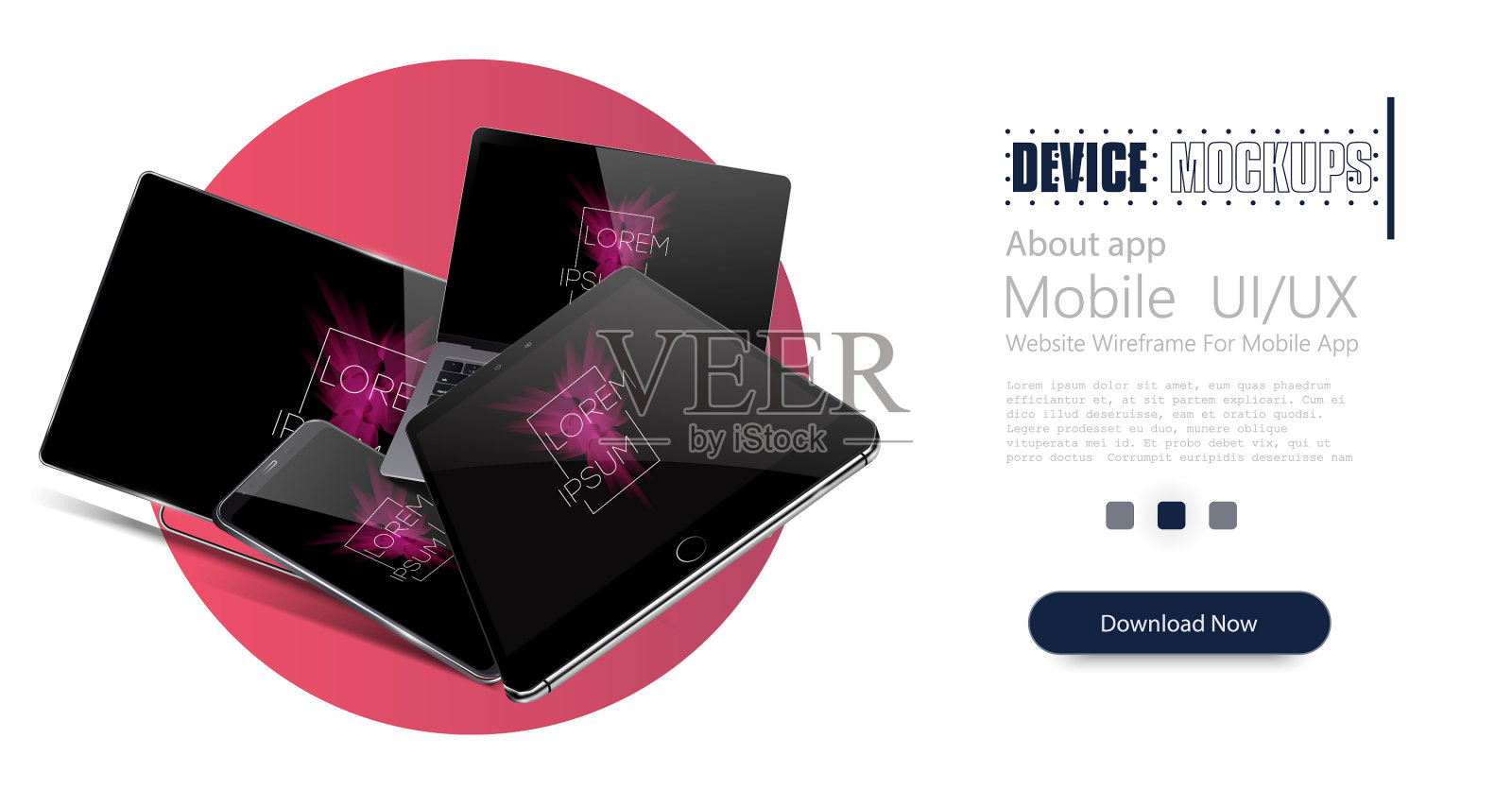 极简三维等距集插画图片素材