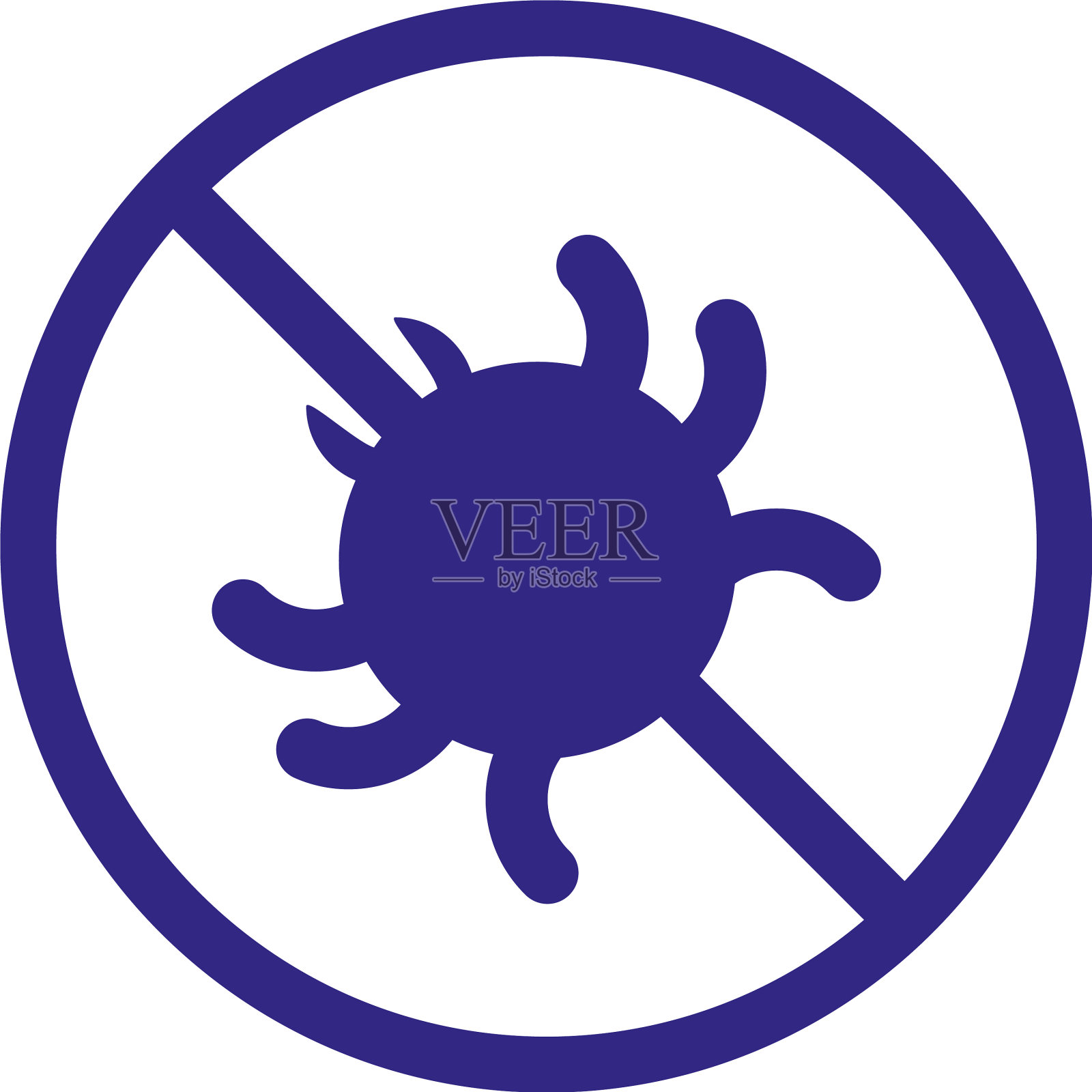 带有厚病毒粒子图标的禁止标志图标素材