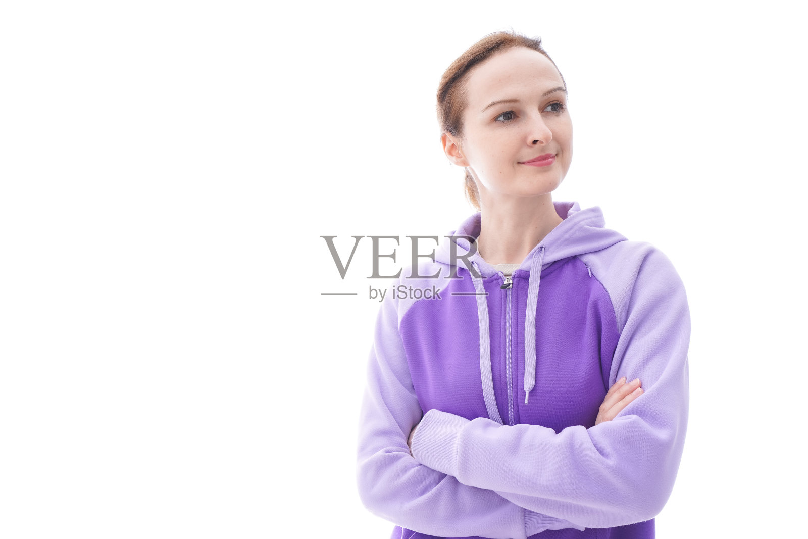 一个穿着皮大衣的女人的肖像照片摄影图片