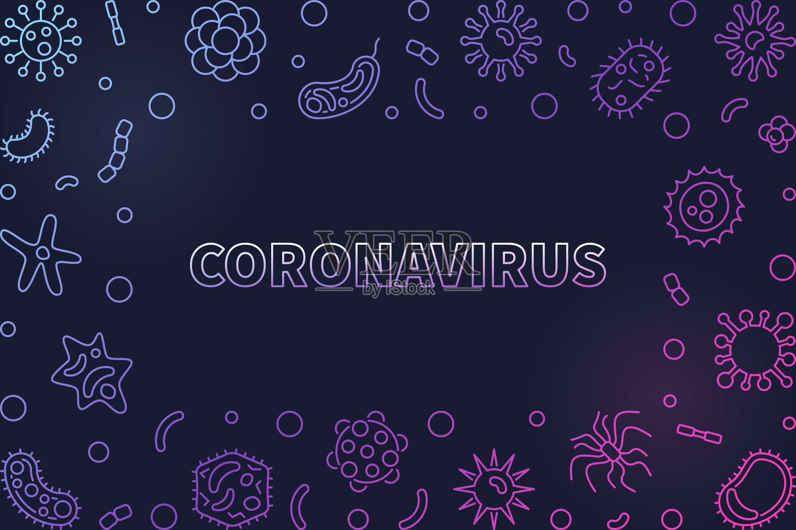 冠状病毒线性病毒彩色插画图片素材