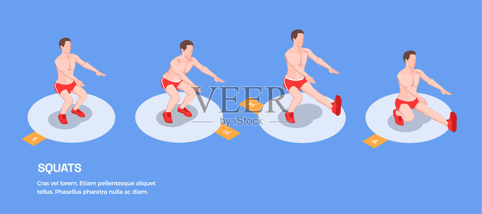 等距深蹲锻炼背景插画图片素材