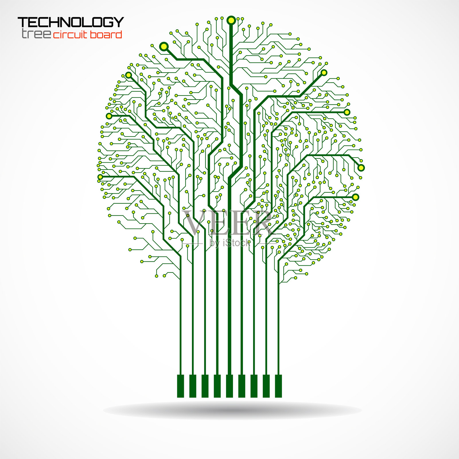 摘要在白色背景下的线路板树插画图片素材