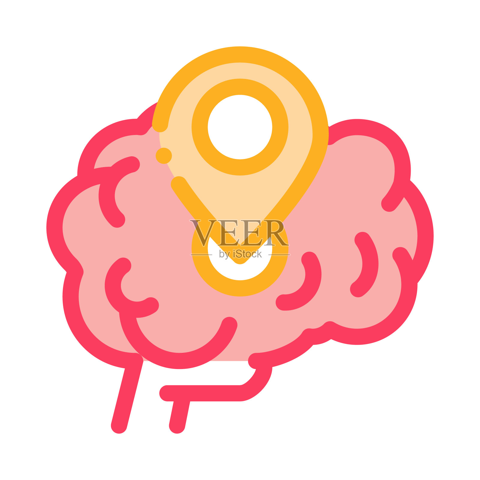 痴呆脑定位GPS标志图标矢量轮廓插图插画图片素材