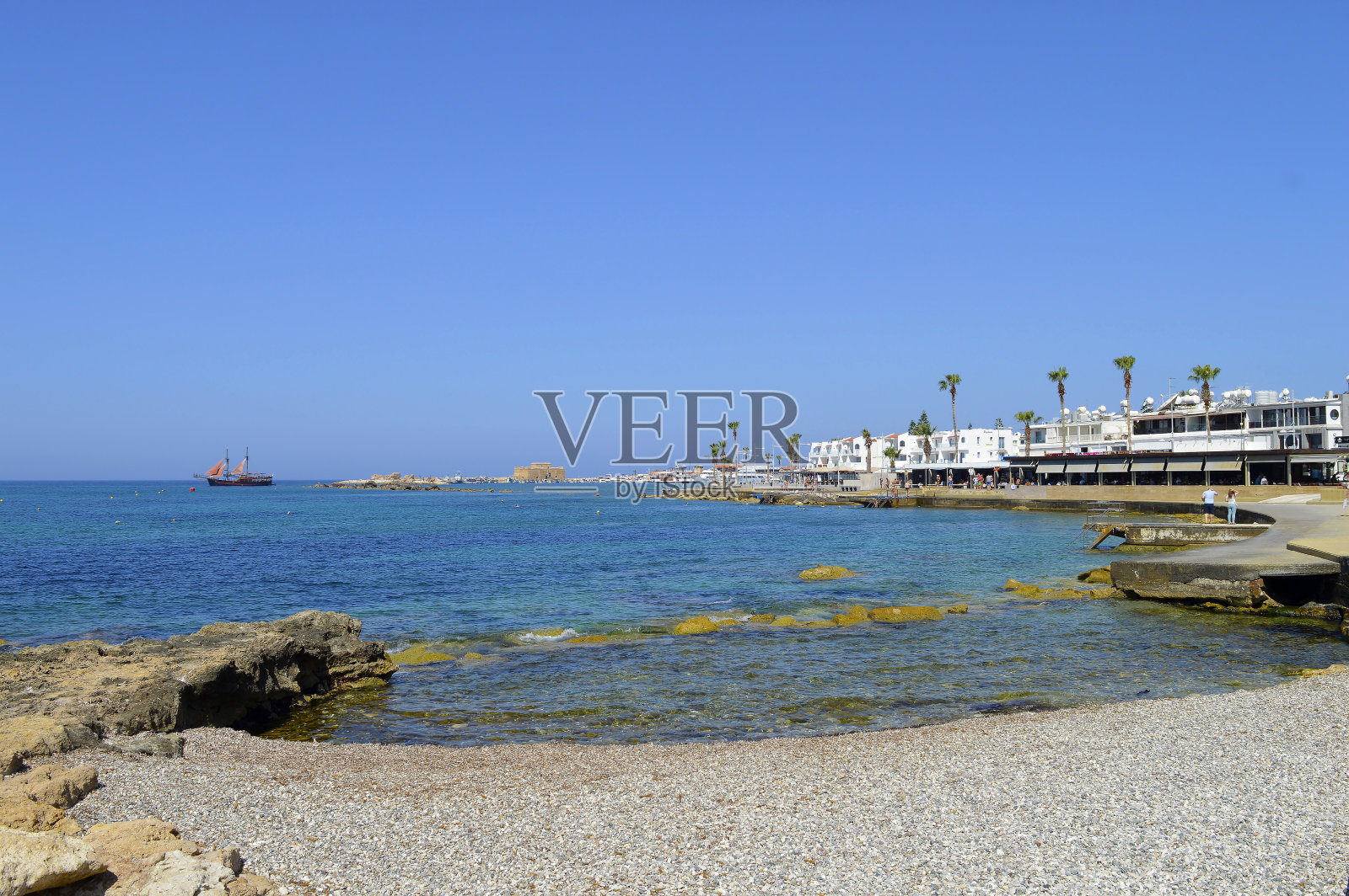 帕福斯港在塞浦路斯的高船照片摄影图片