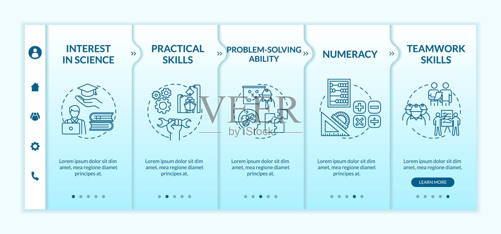 轮机员能力在上船向量模板。解决问题的软技能。专业的技术人员。响应式手机网站与图标。网页演练步骤屏幕。RGB颜色的概念插画图片素材