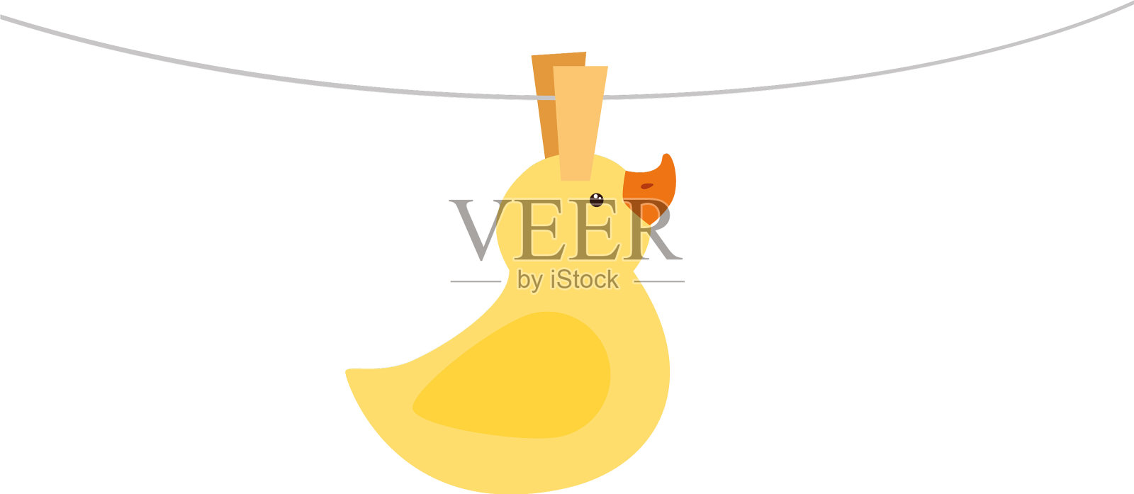 可爱的橡皮鸭挂出孤立的图标设计元素图片