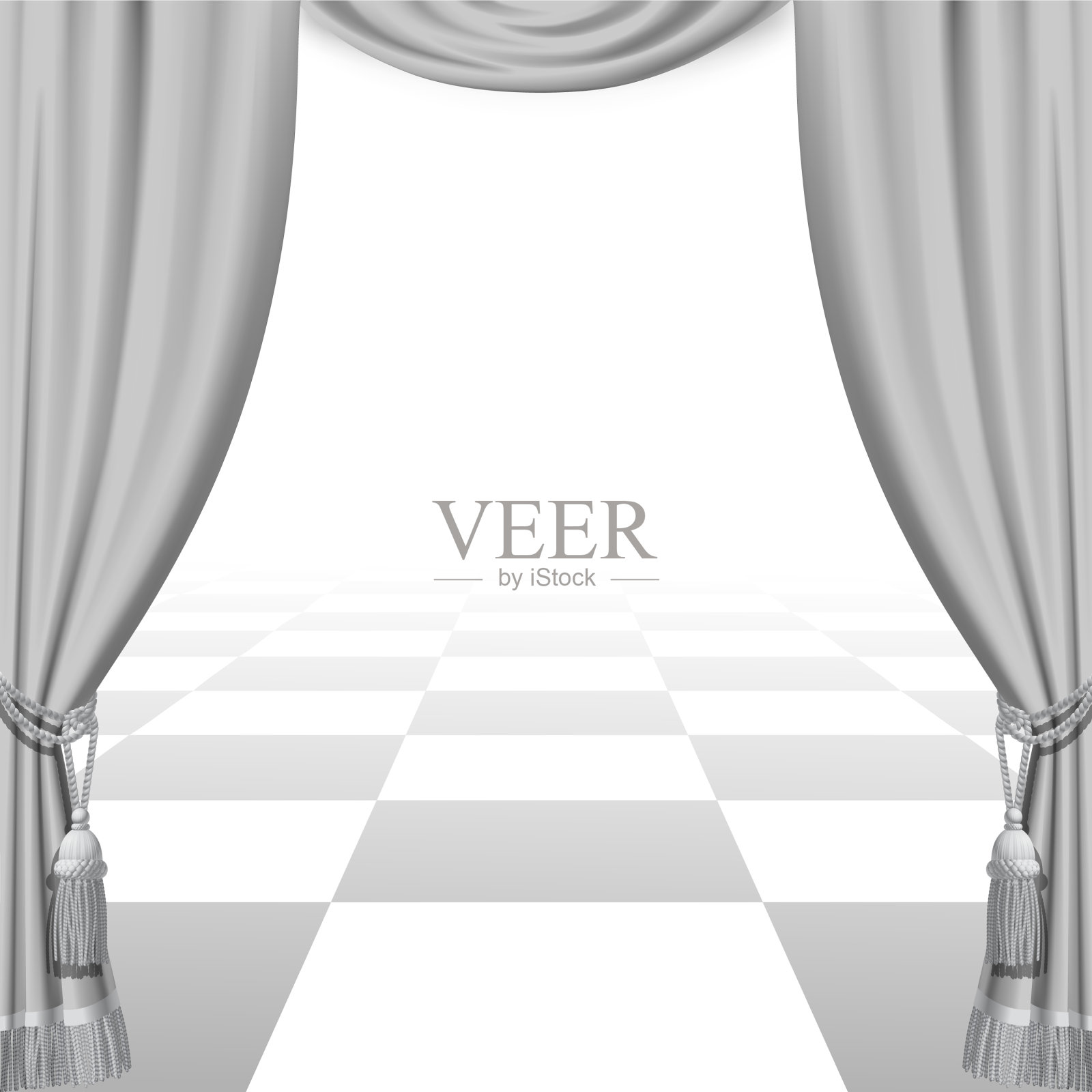带有白色窗帘的戏剧模板插画图片素材