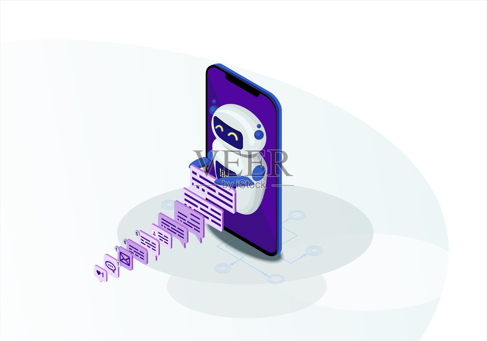 chatbot等距插画图片素材