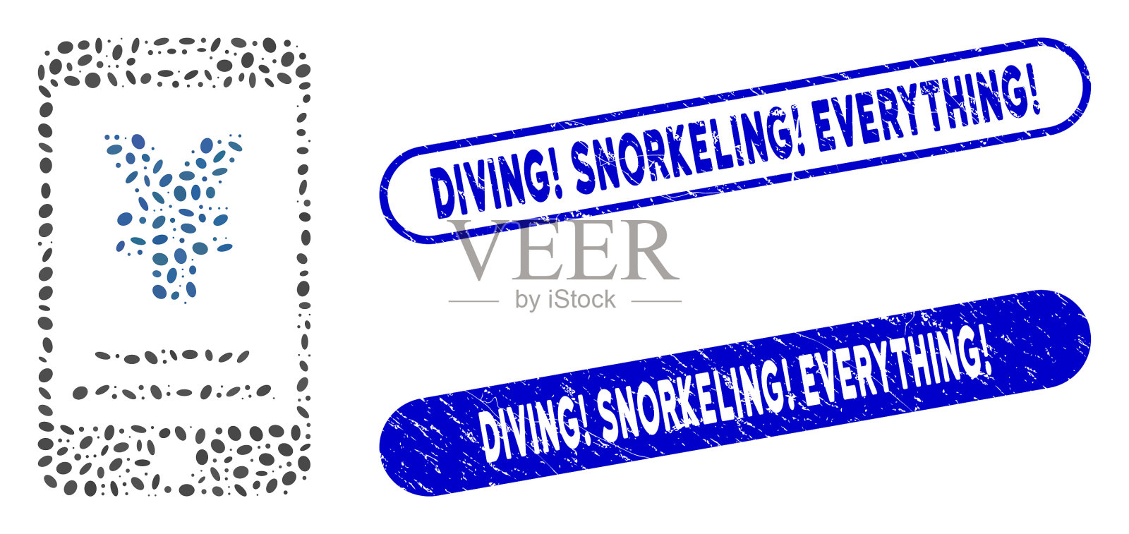 椭圆拼贴日元移动支付与垃圾潜水插画图片素材