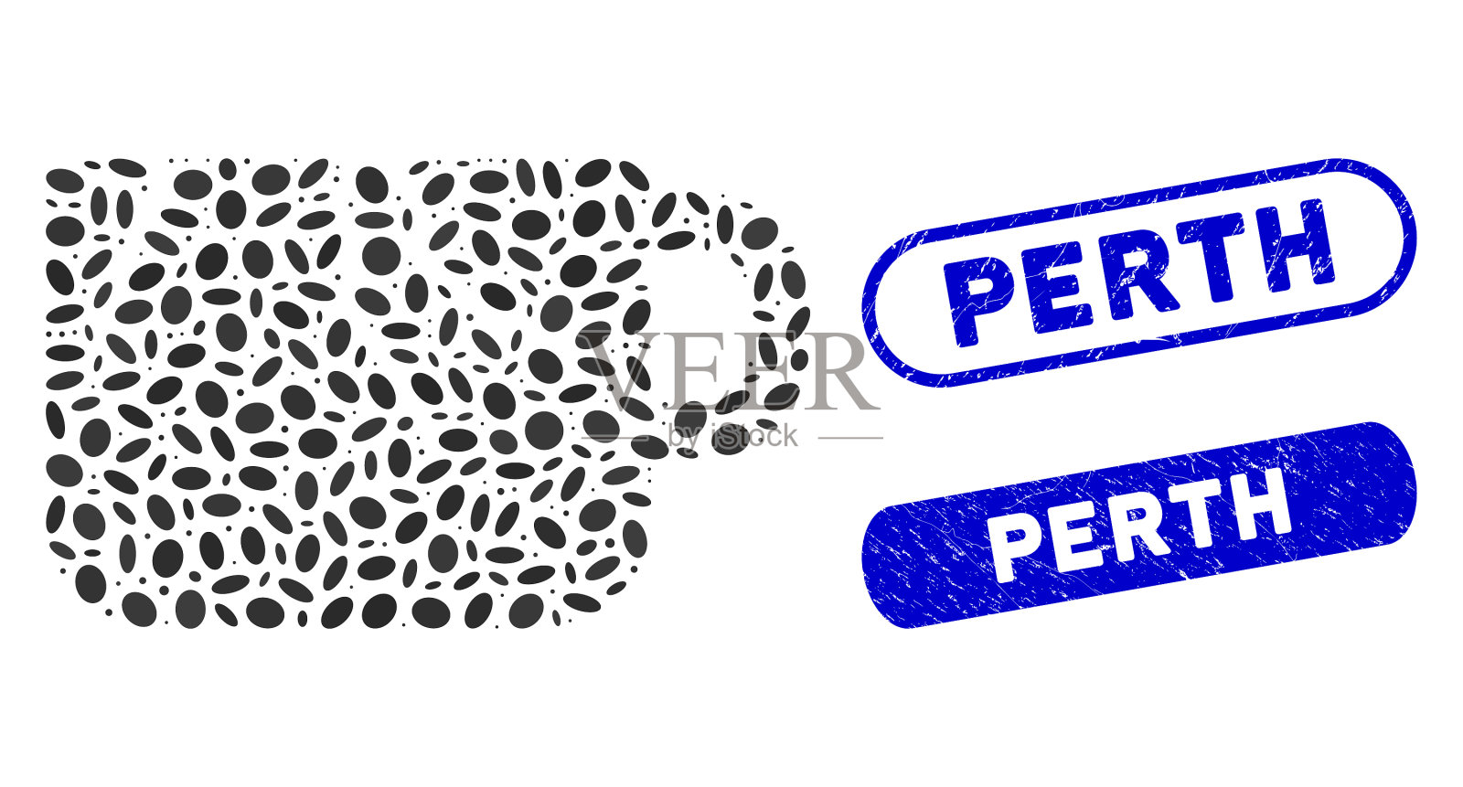 星点马赛克损坏杯与擦伤珀斯插画图片素材