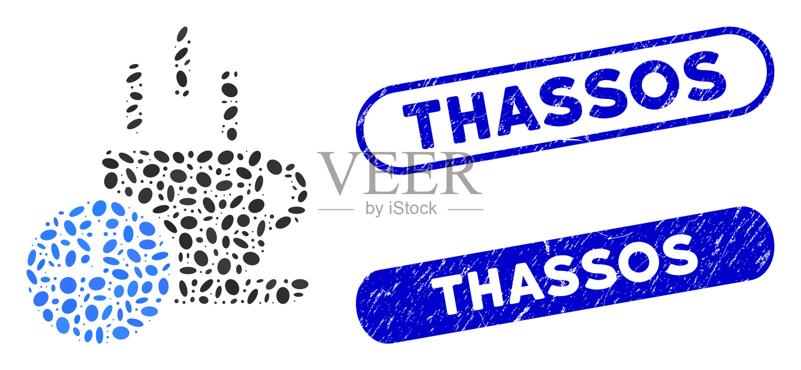 点拼贴咖啡休息与擦伤的萨索插画图片素材