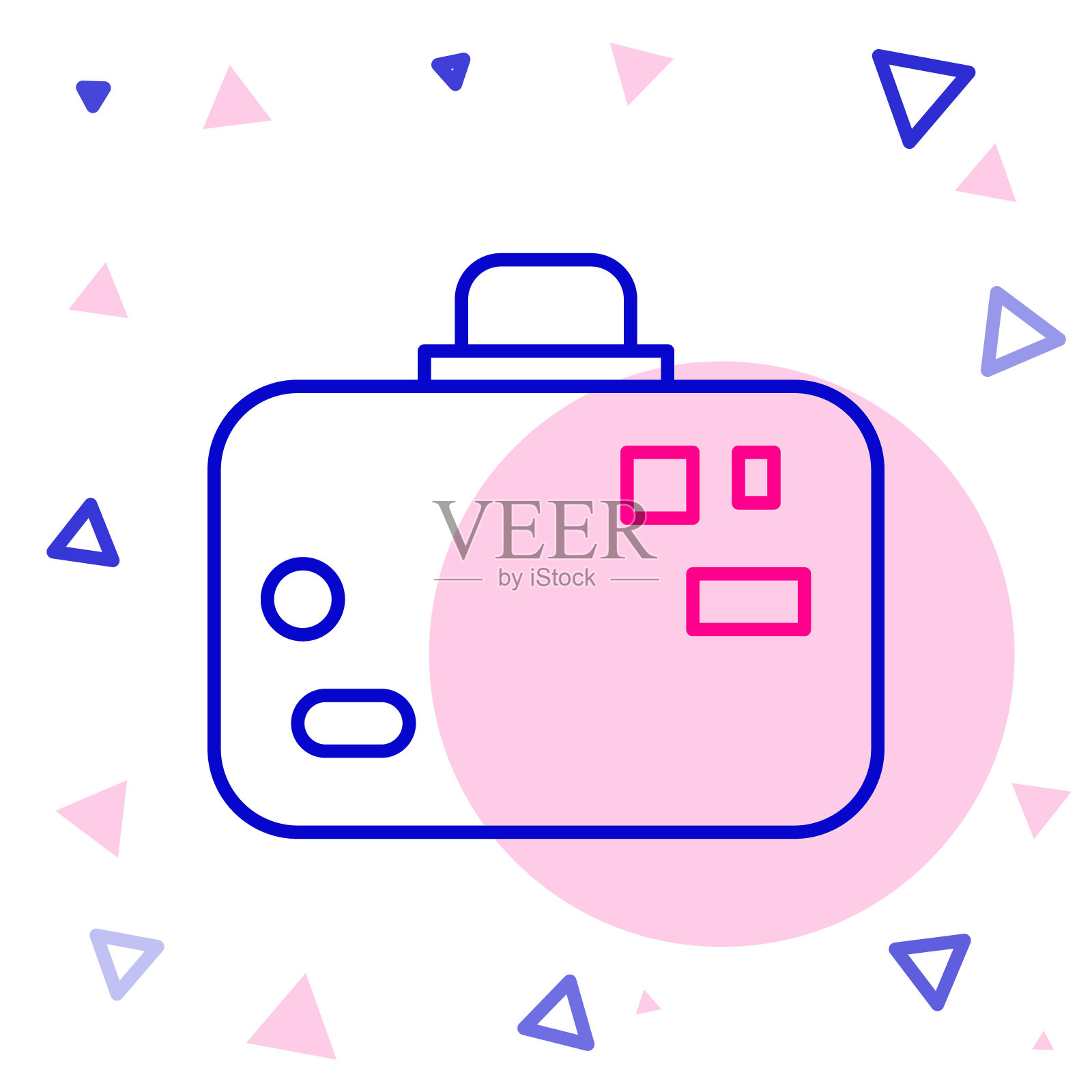 线旅行箱旅行图标孤立在白色背景。旅行的行李的迹象。旅行的行李图标。色彩斑斓的轮廓的概念。矢量图图标素材