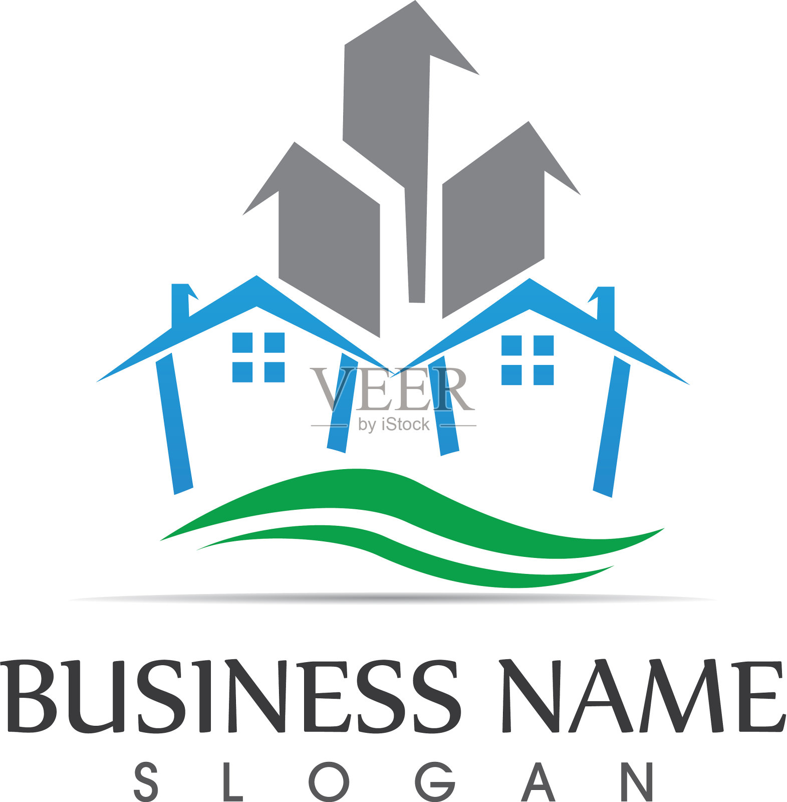 房地产和住宅建筑标志图标模板插画图片素材