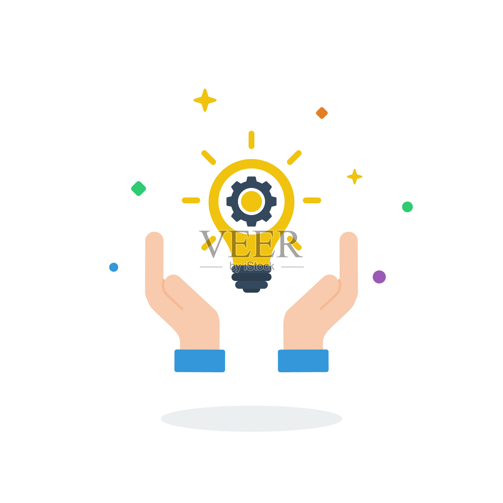 独特的飞手创意齿轮创新平图标素材