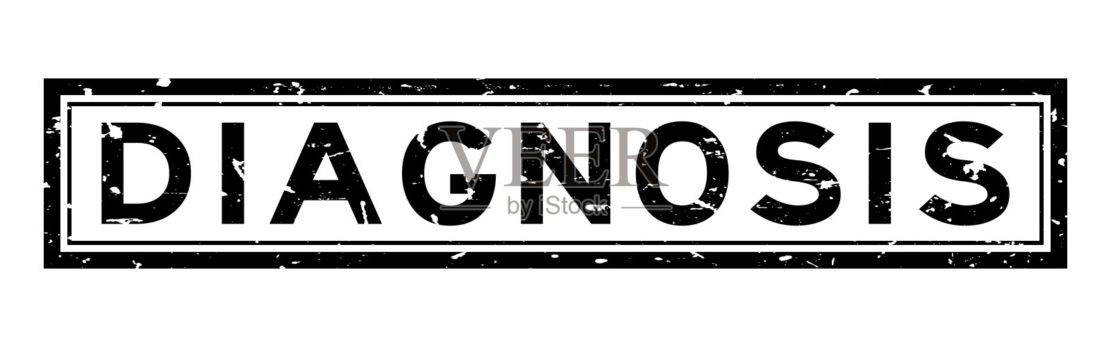垃圾黑诊断字方橡胶印章印章上的白色背景插画图片素材