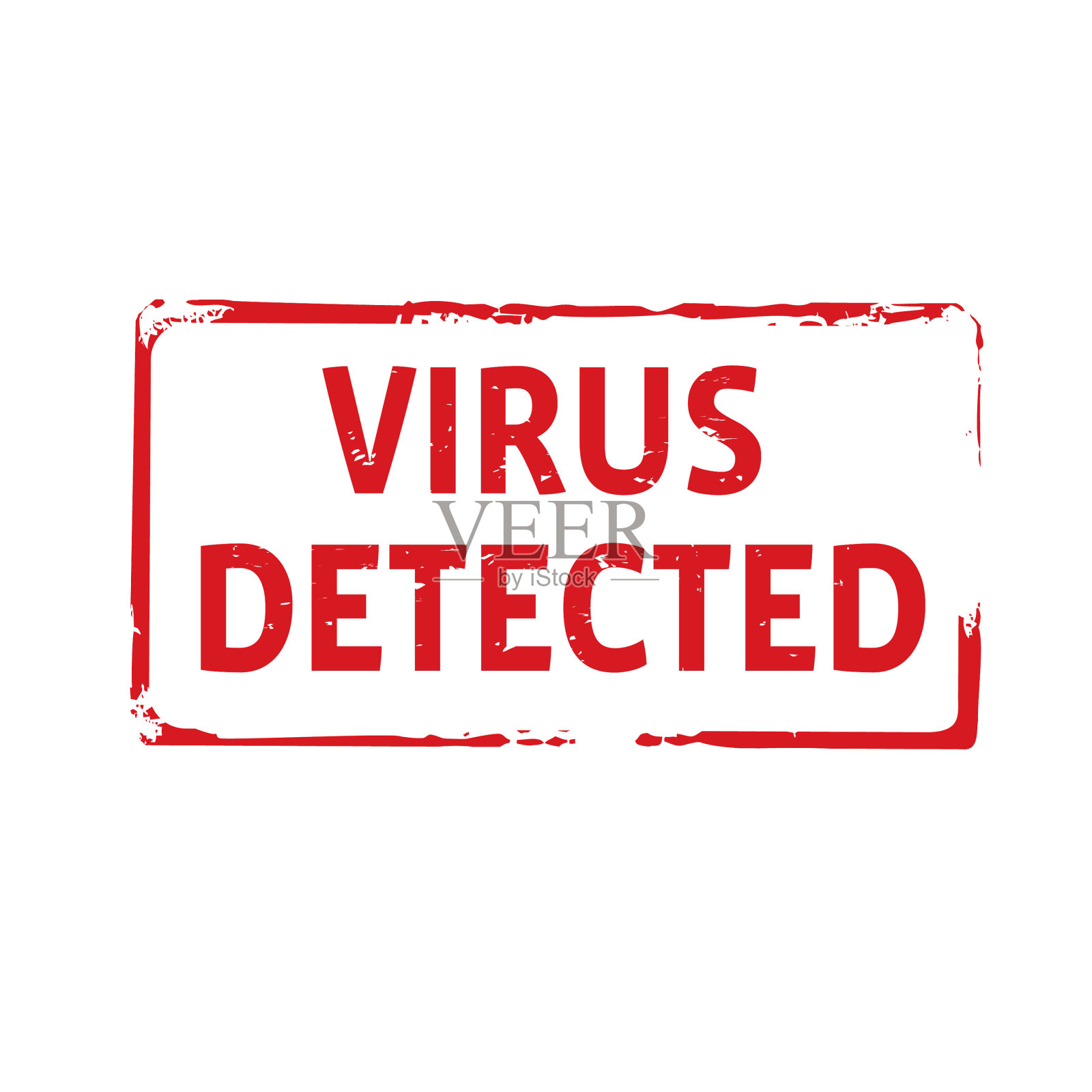 检测到红色戳记和文本病毒插画图片素材