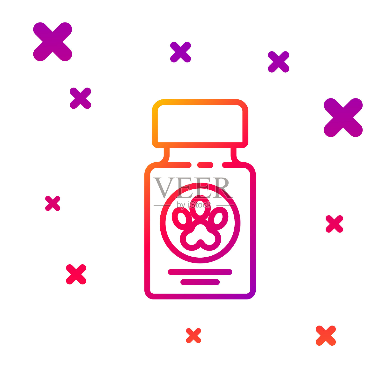 颜色线狗药瓶和药丸图标插画图片素材