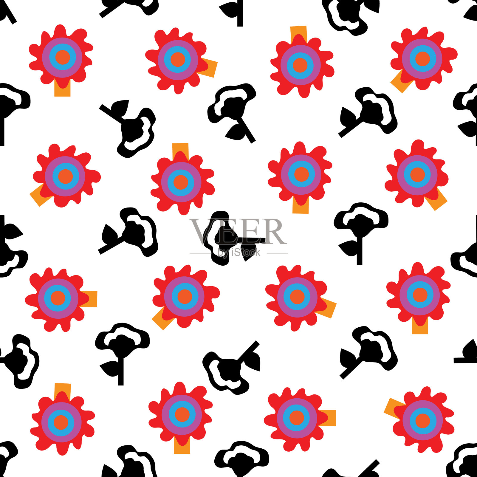 向日葵收藏——现代几何花卉插画图片素材