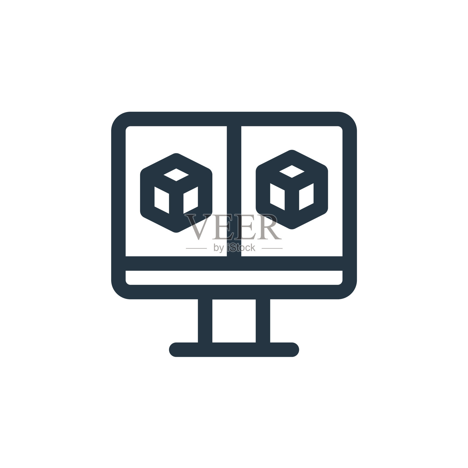 屏幕矢量图标。屏幕可编辑的中风。屏幕线性符号,用于网页和移动应用程序,标志,印刷媒体。细线说明。矢量孤立轮廓绘制。图标素材