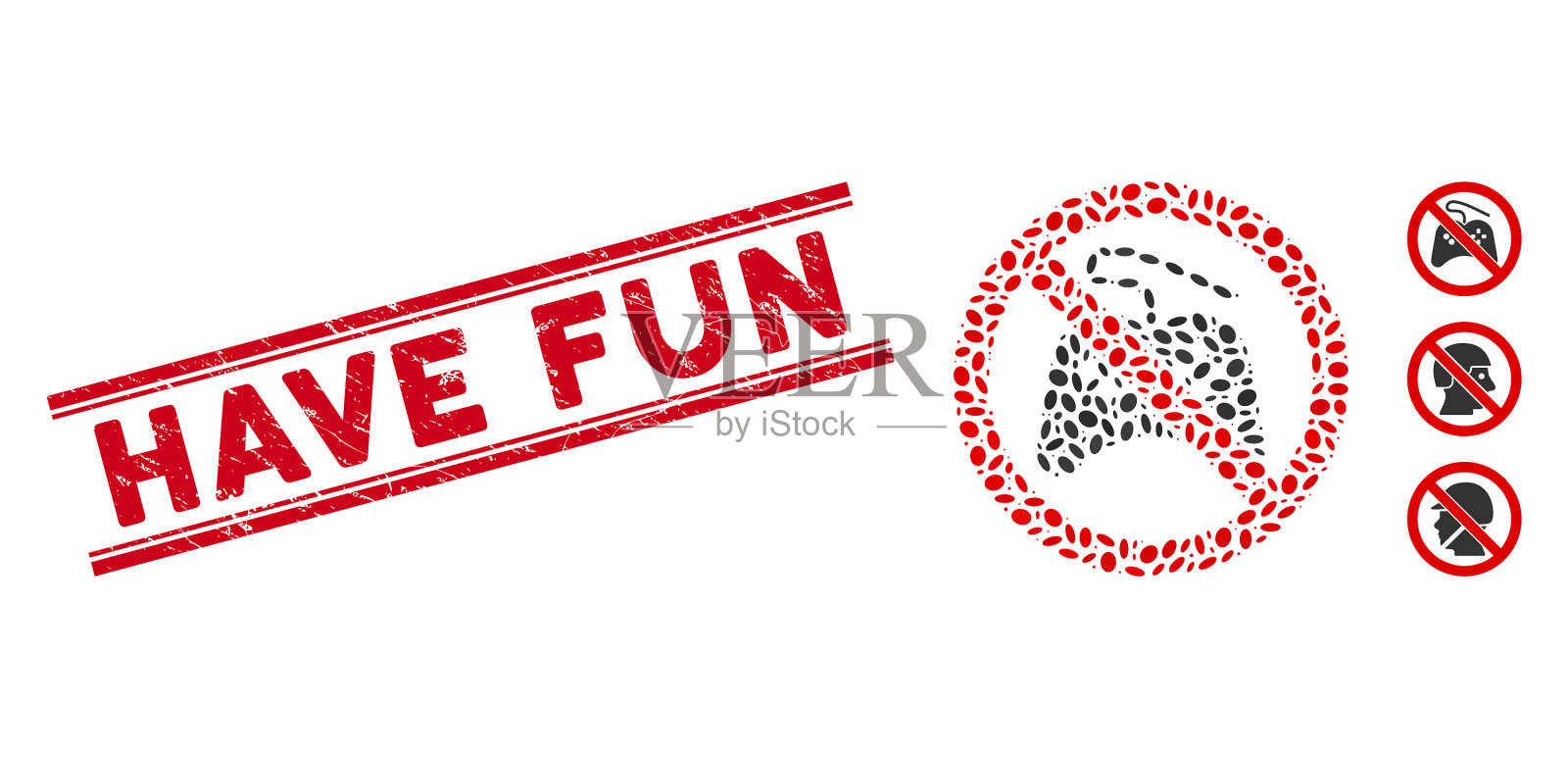 苦恼有乐趣线邮票和拼贴号插画图片素材