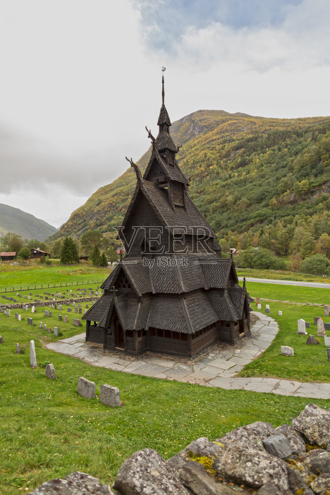 博尔贡木板教堂照片摄影图片