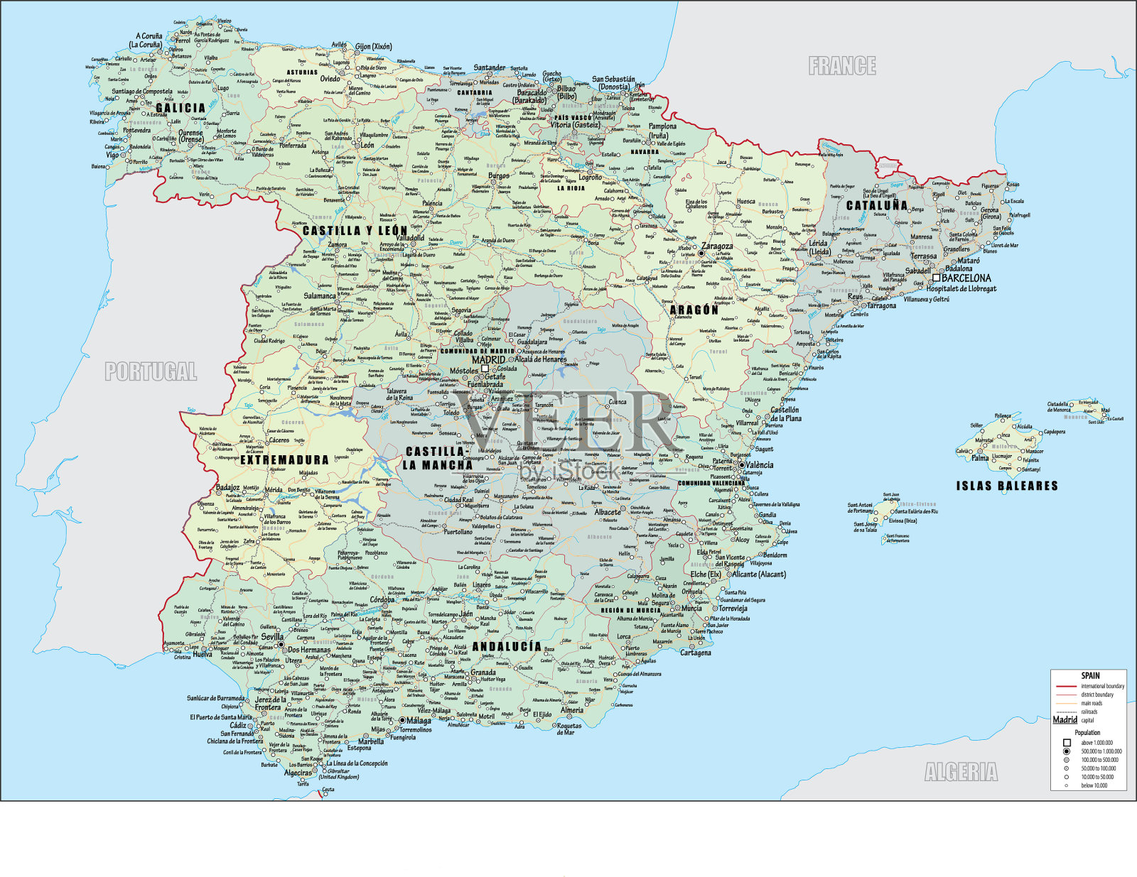 详细的行政地图插画图片素材