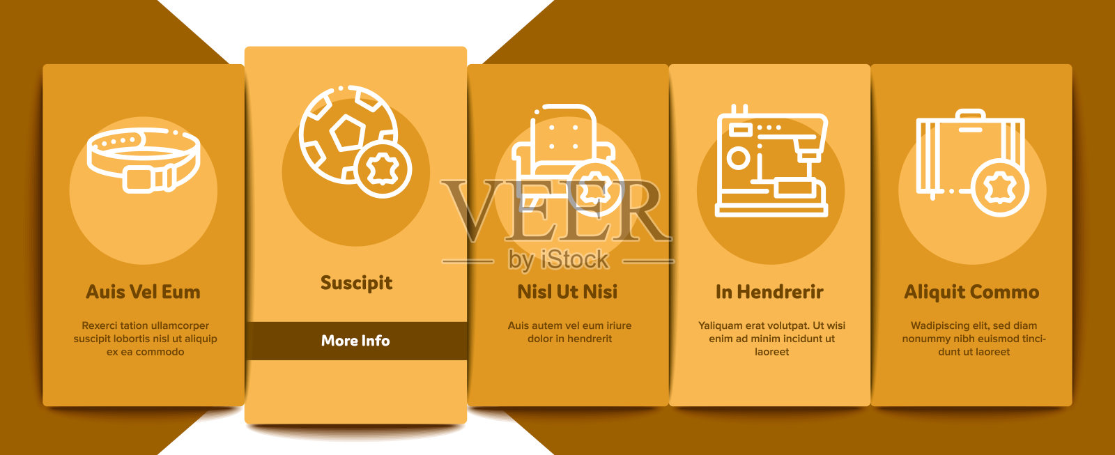 皮革加工工作的元素图标设置向量插画图片素材