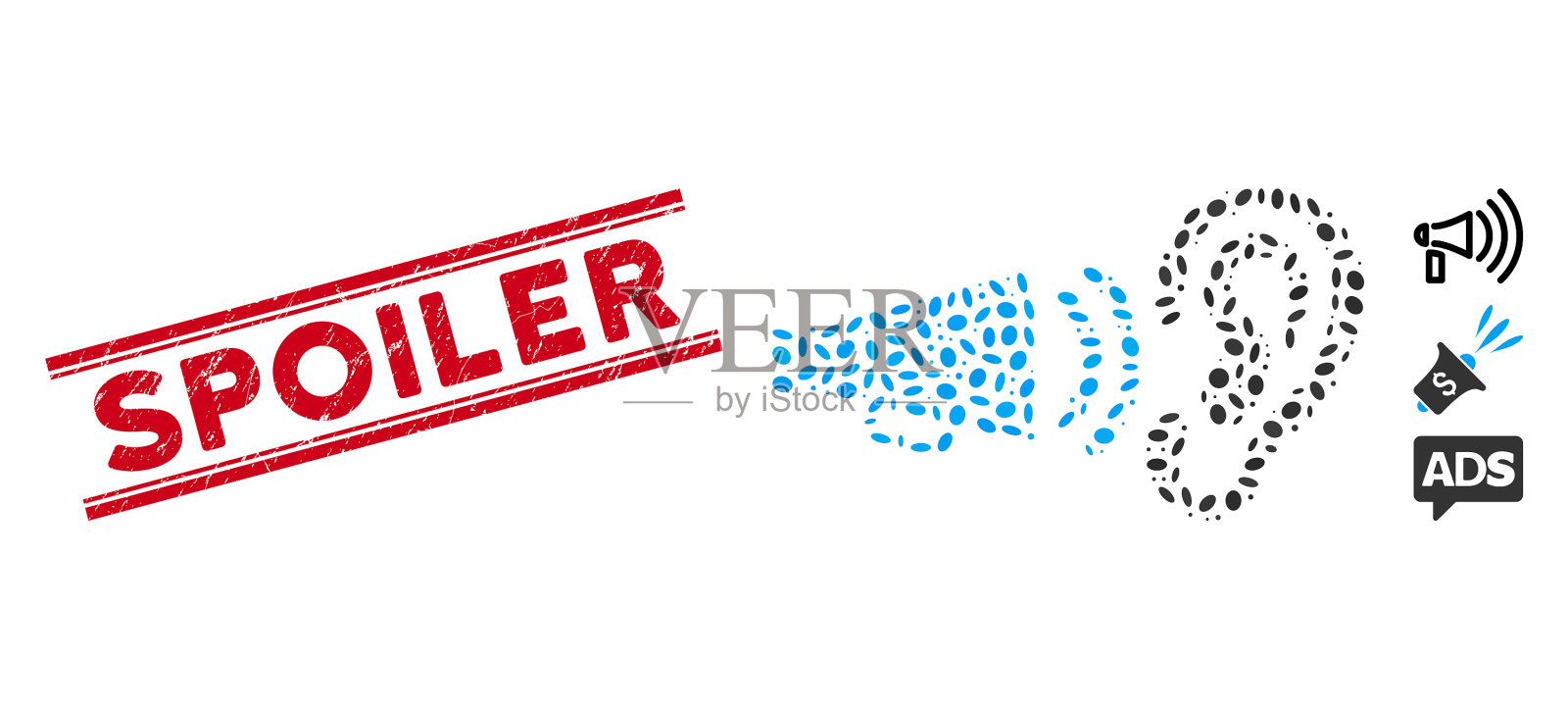 垃圾垃圾扰流线邮票和拼贴听插画图片素材