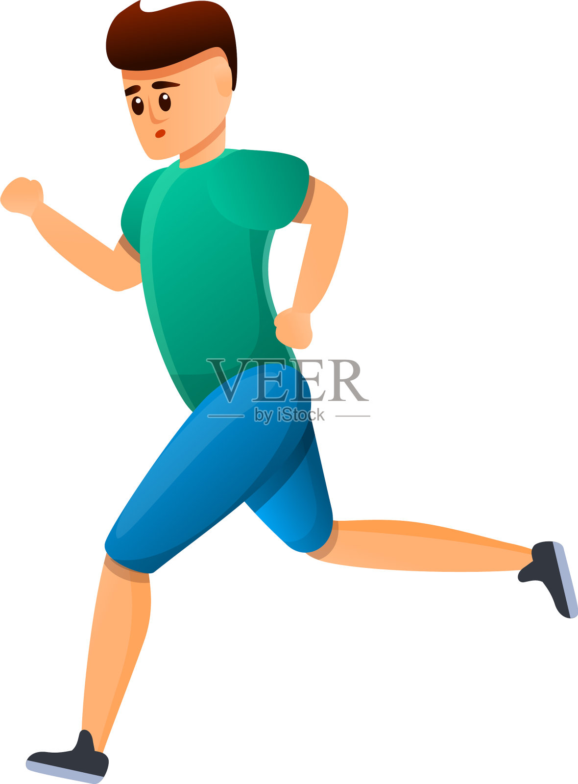 男孩晨跑图标卡通风格设计元素图片