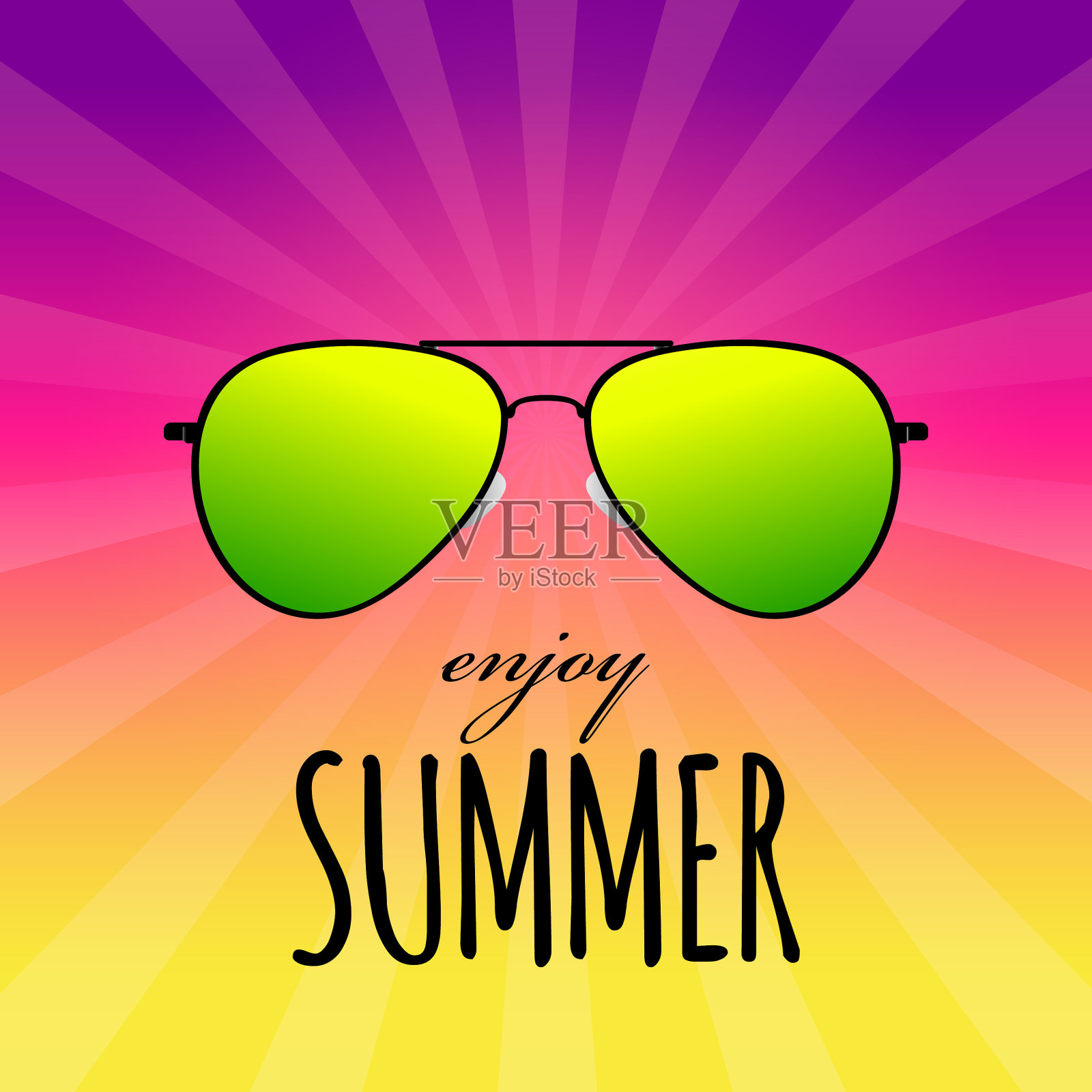 带着太阳镜和短信的节日贺卡享受夏天插画图片素材